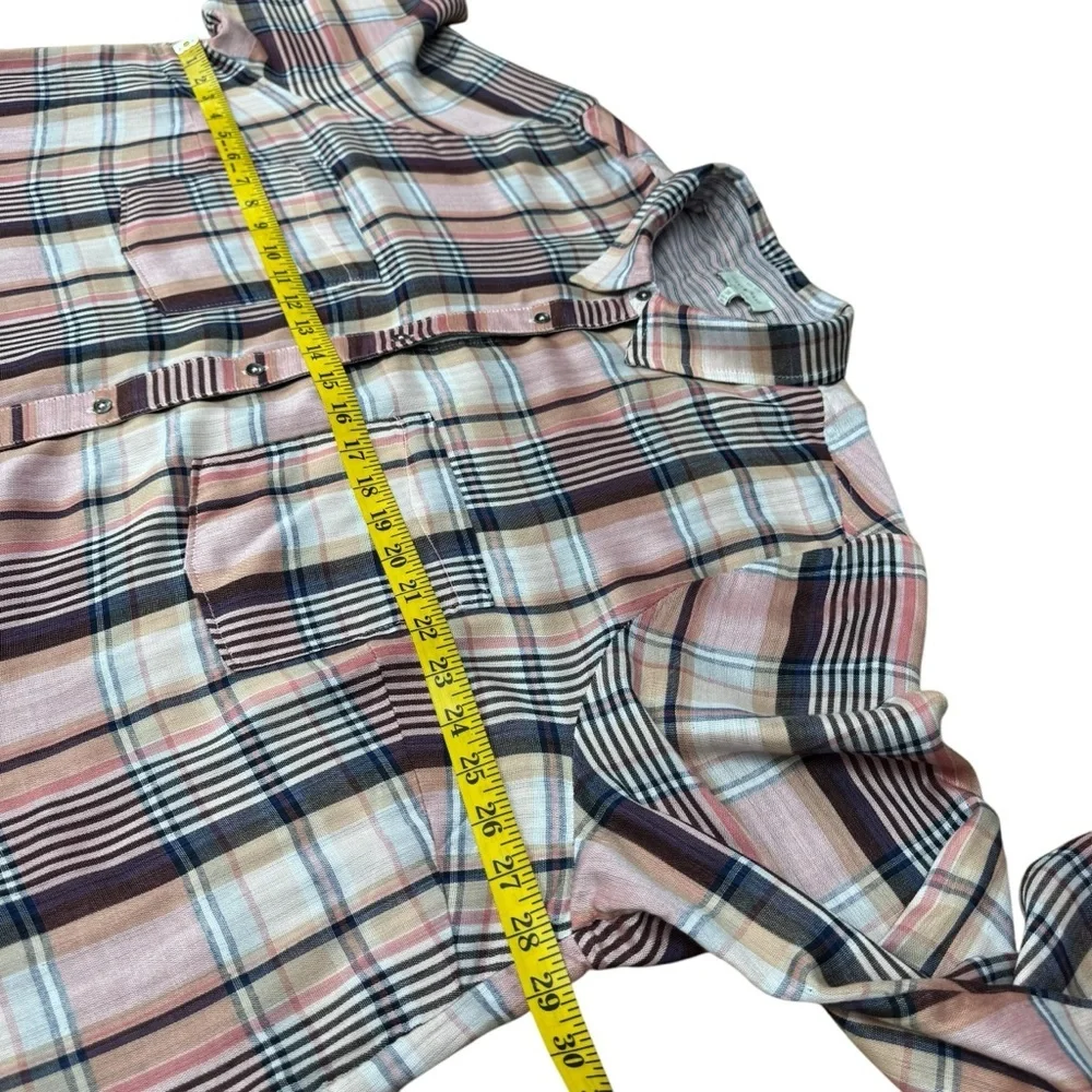 Lucky Brand Cloud Plaid Button Up Shirt Boyfriend Women's 3X Pink Double Fabric - Picture 9 of 13